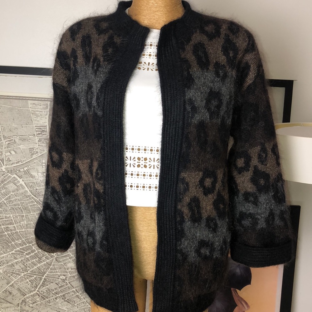 ESCADA blend Leopard animal print open cardigan Size 34 fits S-M